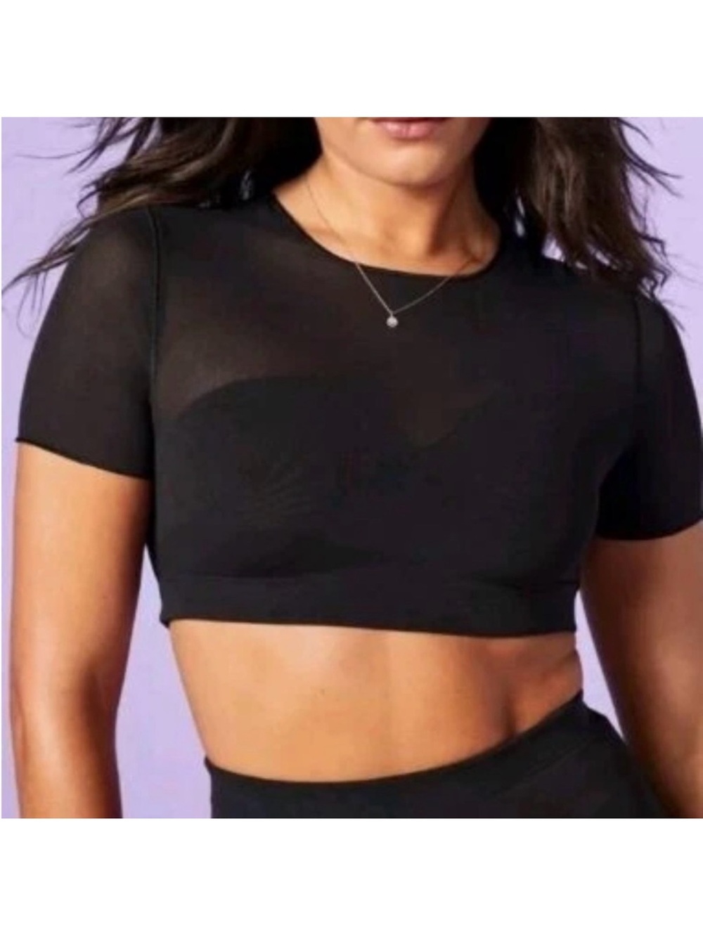 Yitty Mesh Me Smoothing Midi Top in Black NWT XL